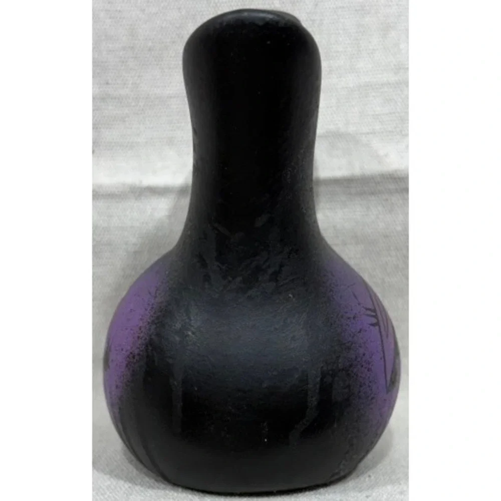 Navajo Black ware Wedding Vase Hand Painted Purple Night Scene Signed 5.5